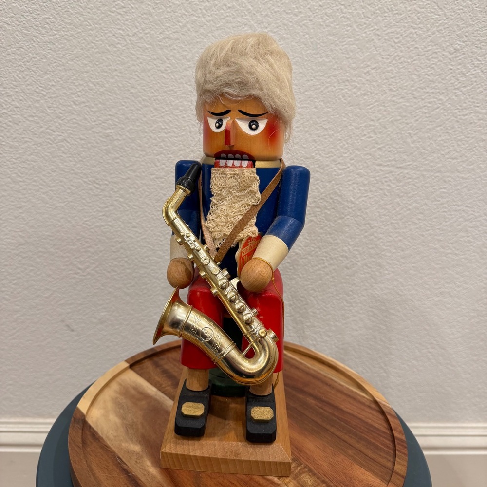Steinbach Nutcracker Germany Saxophone Player Rare Volkskunst Wood Art